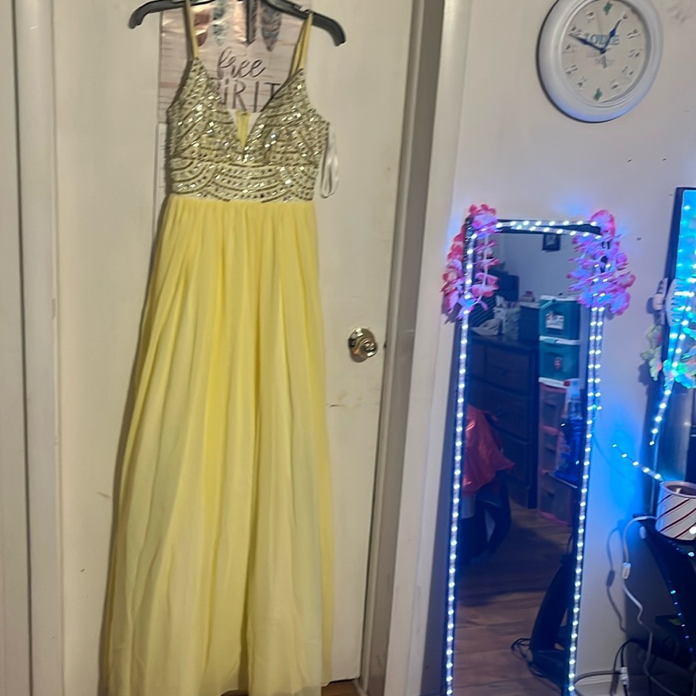 Yellow rhinestone size 1 prom dress